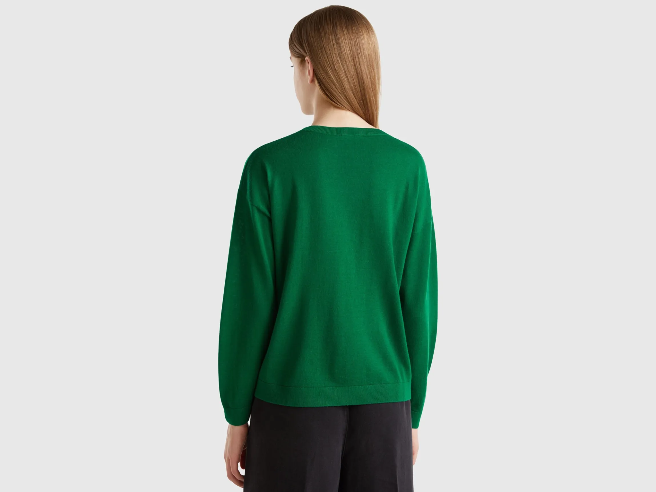 Boat neck sweater in pure Merino wool