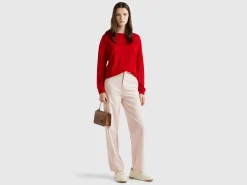 Boat neck sweater in pure Merino wool