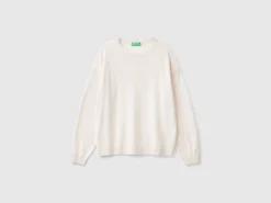 Boat neck sweater in pure Merino wool
