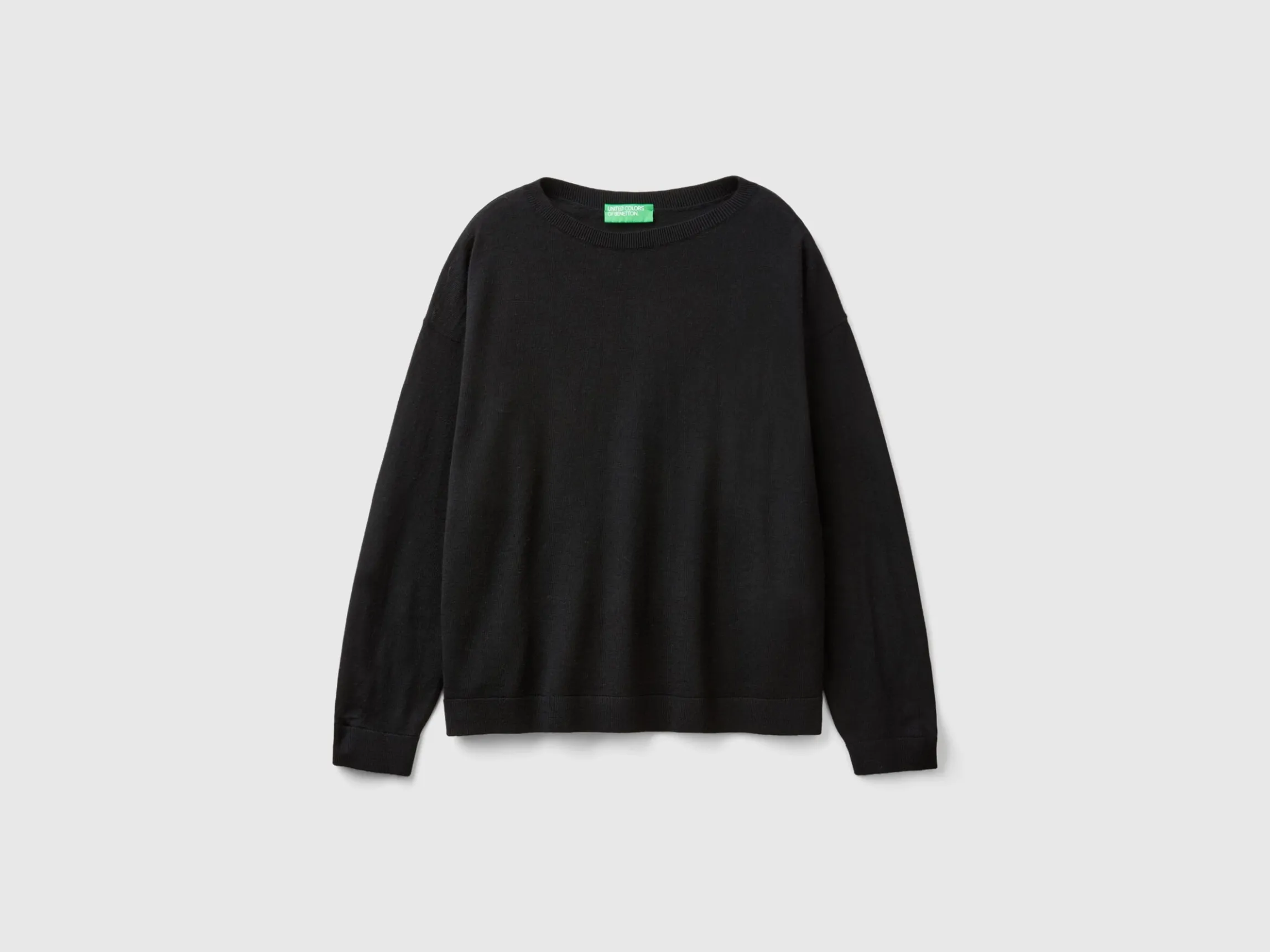 Boat neck sweater in pure Merino wool