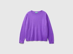 Boat neck sweater in pure Merino wool
