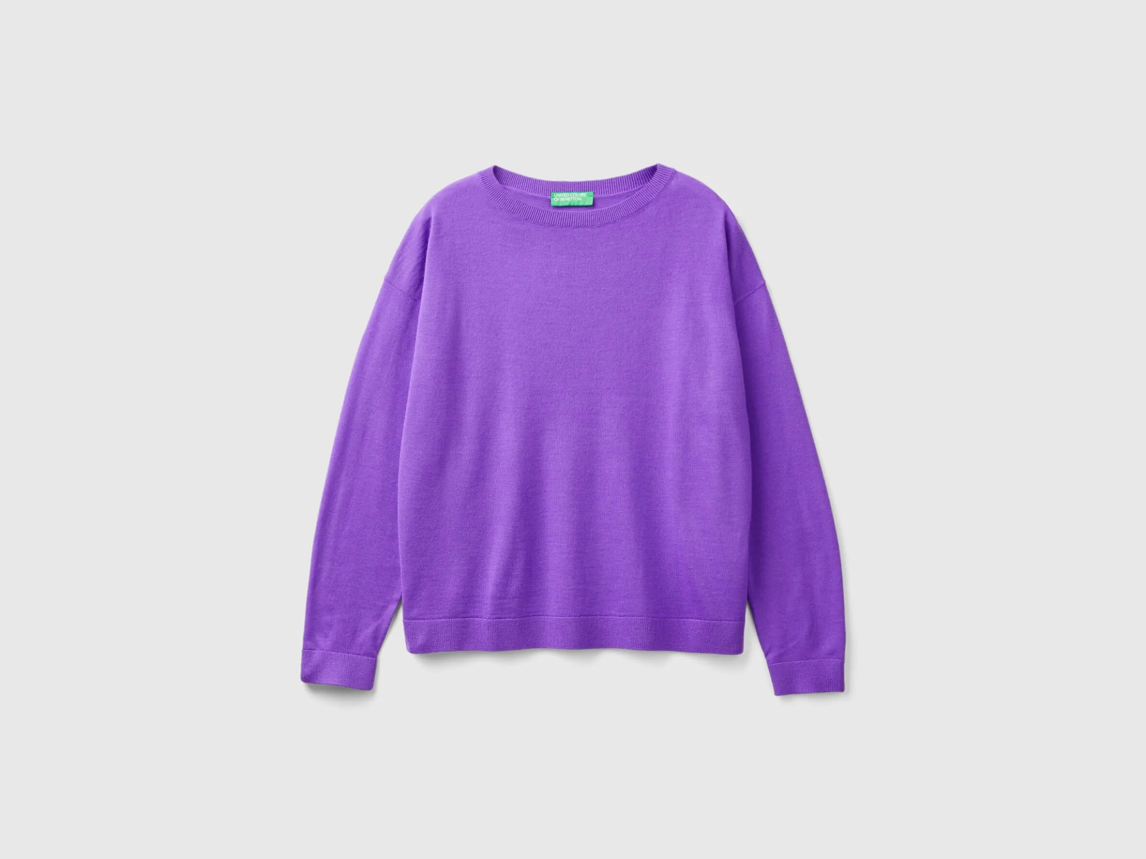 Boat neck sweater in pure Merino wool