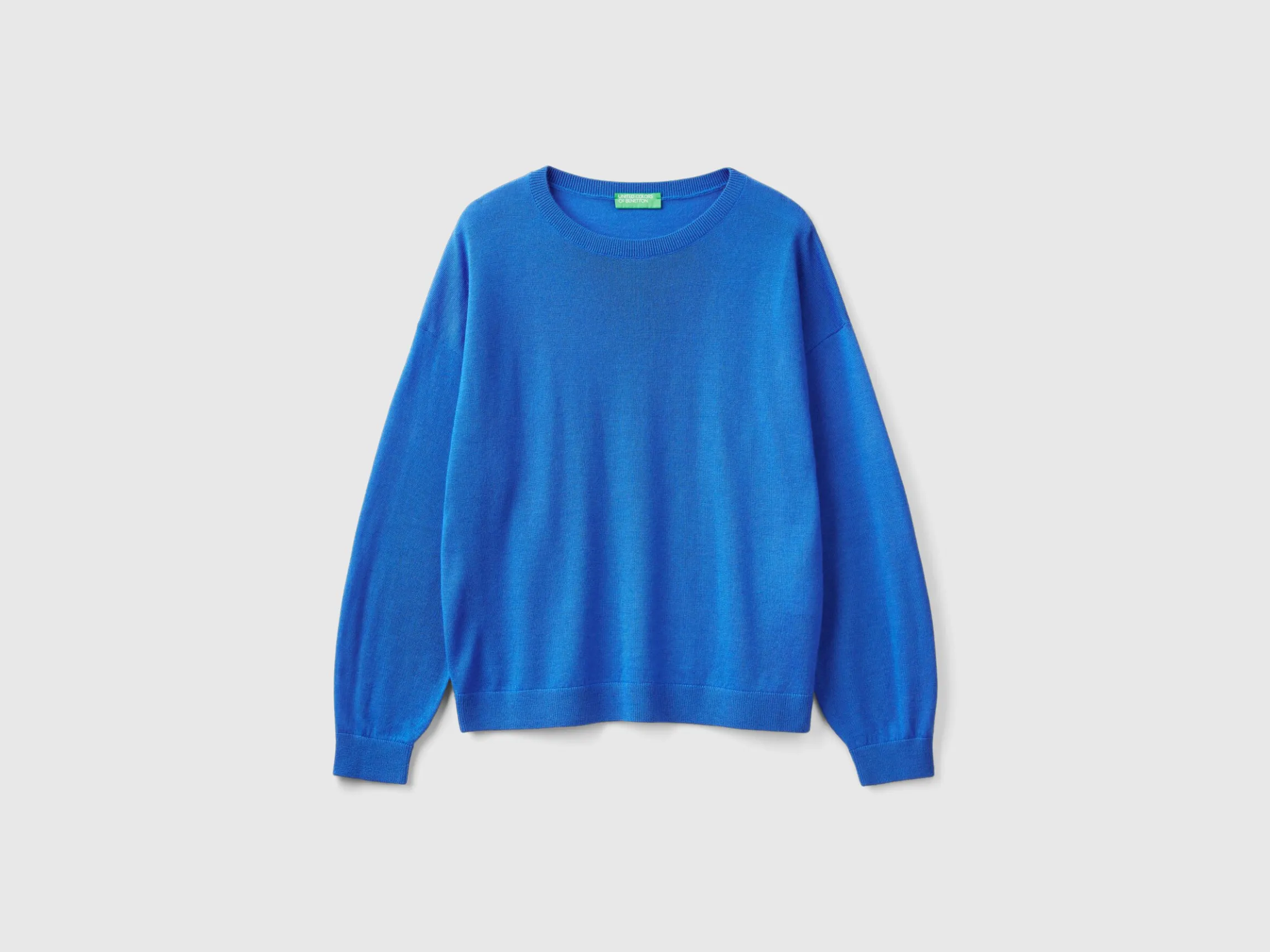 Boat neck sweater in pure Merino wool