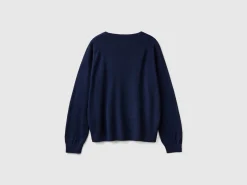 Boat neck sweater in pure Merino wool