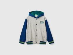 Bomber jacket in cotton and viscose blend sweat