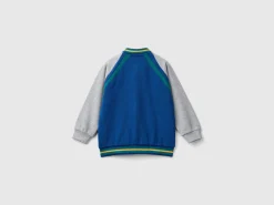 Bomber jacket in cotton and viscose blend sweat