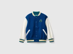 Bomber jacket in wool blend with back embroidery
