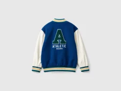 Bomber jacket in wool blend with back embroidery