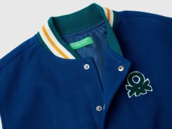 Bomber jacket in wool blend with back embroidery