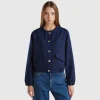 Bomber jacket with bouclé look