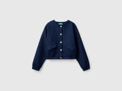 Bomber jacket with bouclé look