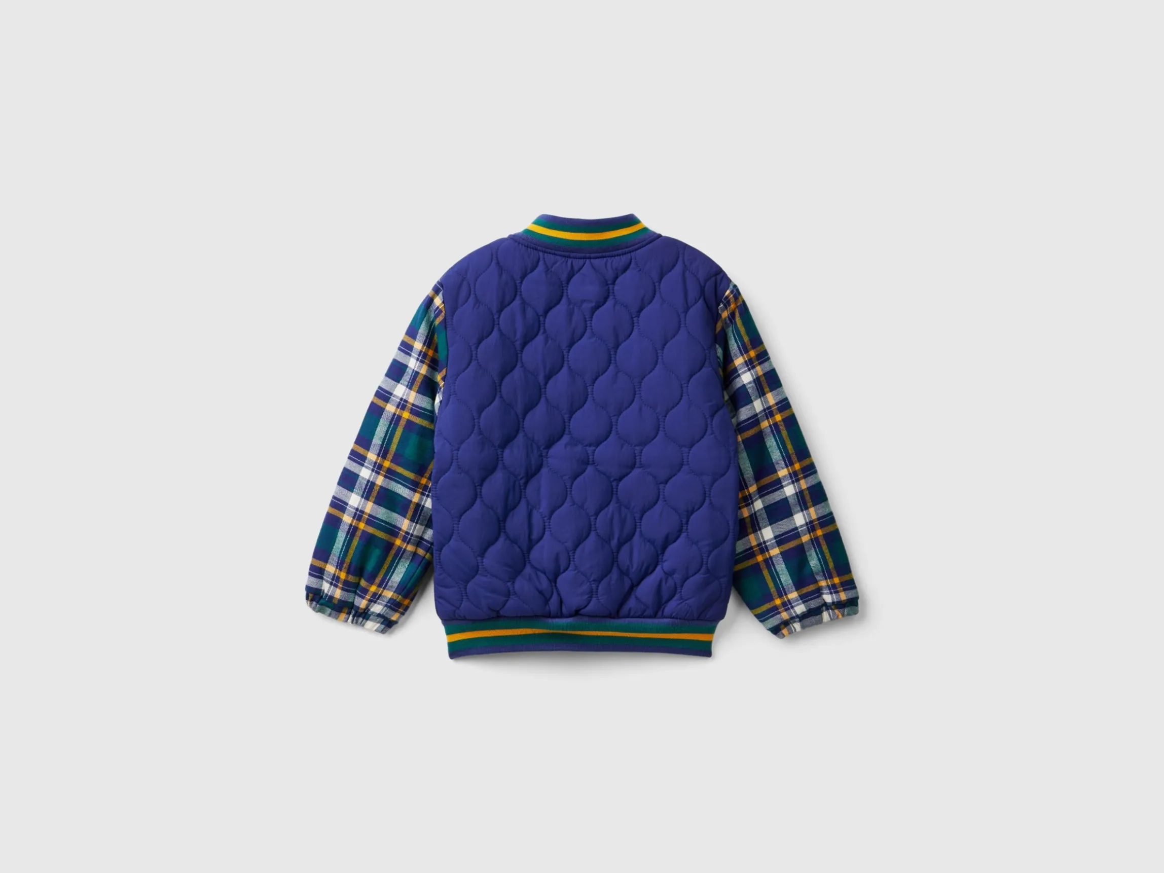 Bomber jacket with tartan sleeves