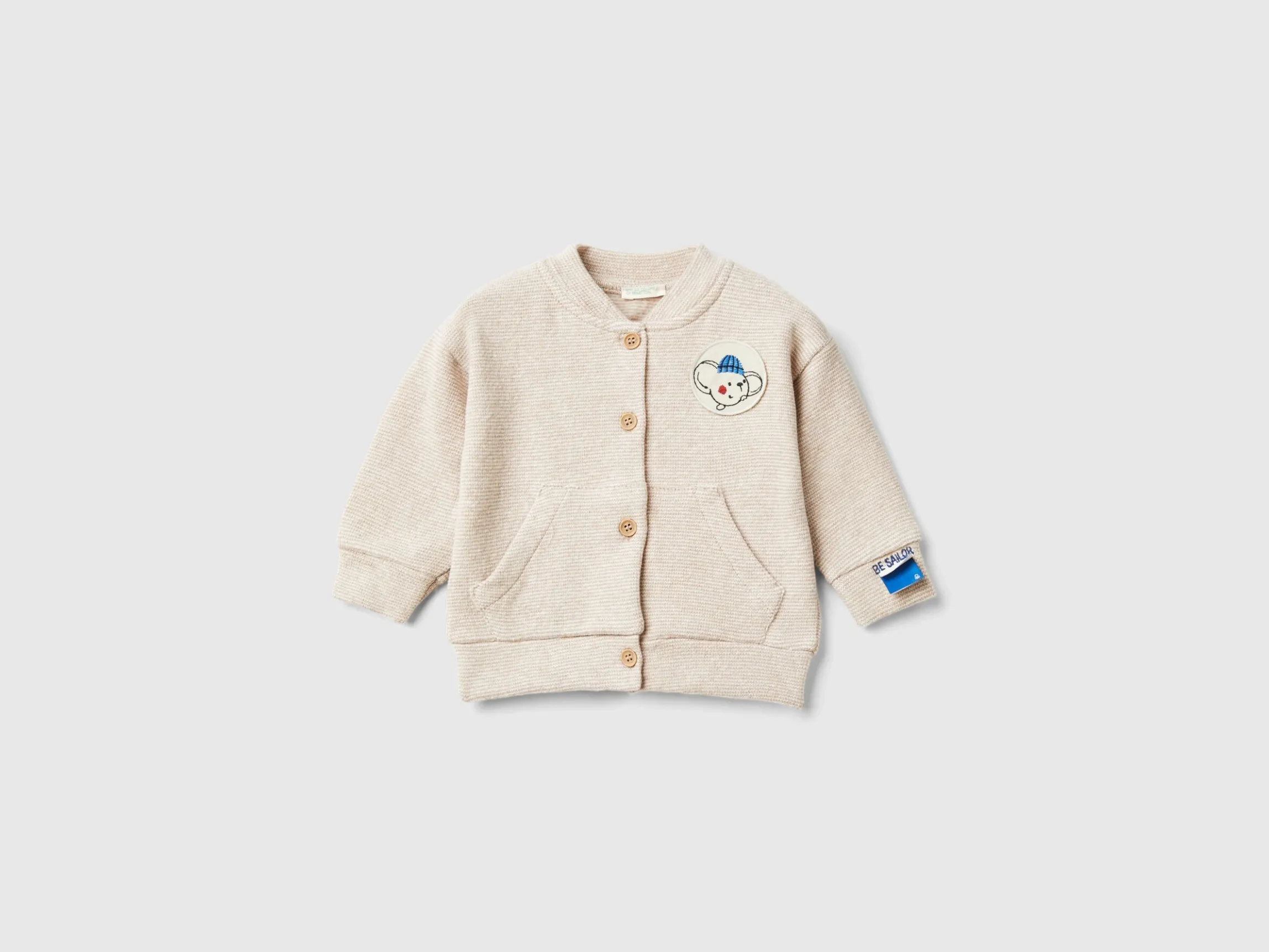 Bomber style sweatshirt in recycled stretch cotton blend sweat