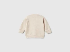 Bomber style sweatshirt in recycled stretch cotton blend sweat