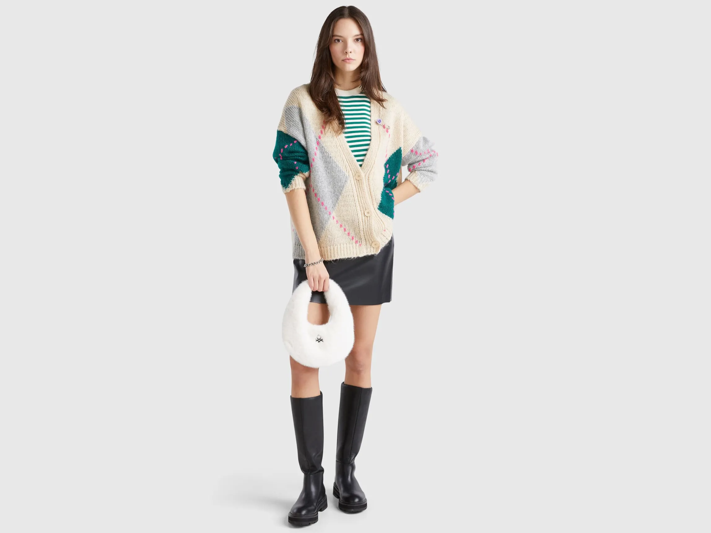 Boxy fit cardigan in mohair blend