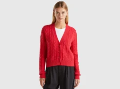 Boxy fit cardigan with cable knit and perforations