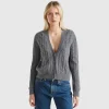 Boxy fit cardigan with cable knit and perforations