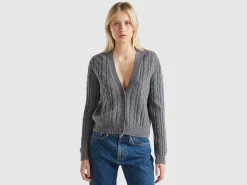 Boxy fit cardigan with cable knit and perforations