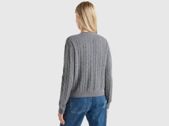 Boxy fit cardigan with cable knit and perforations