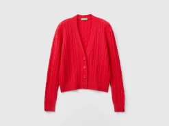 Boxy fit cardigan with cable knit and perforations