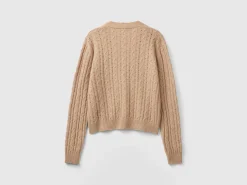 Boxy fit cardigan with cable knit and perforations