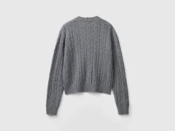 Boxy fit cardigan with cable knit and perforations