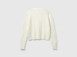Boxy fit cardigan with cable knit and perforations