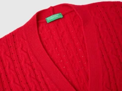 Boxy fit cardigan with cable knit and perforations