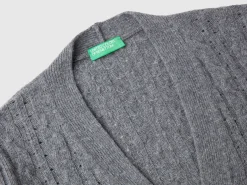 Boxy fit cardigan with cable knit and perforations