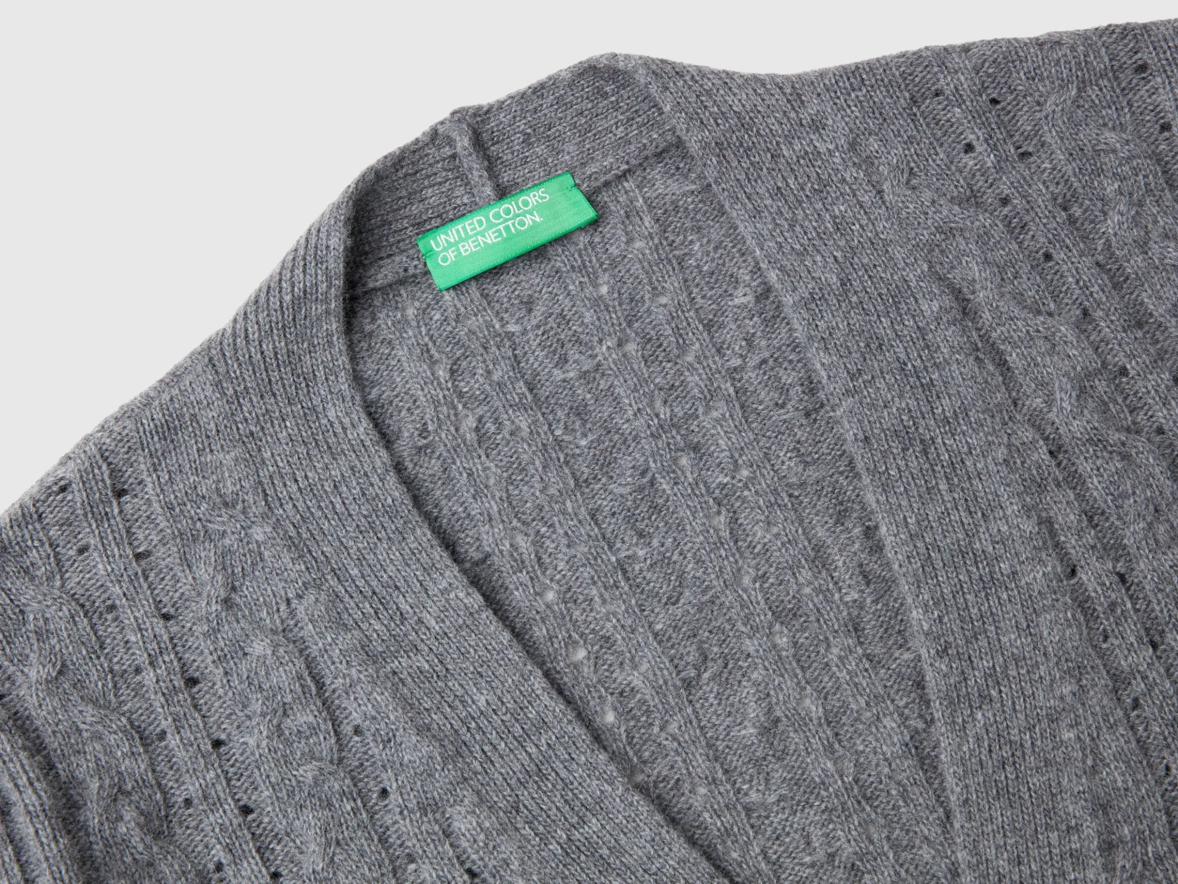 Boxy fit cardigan with cable knit and perforations