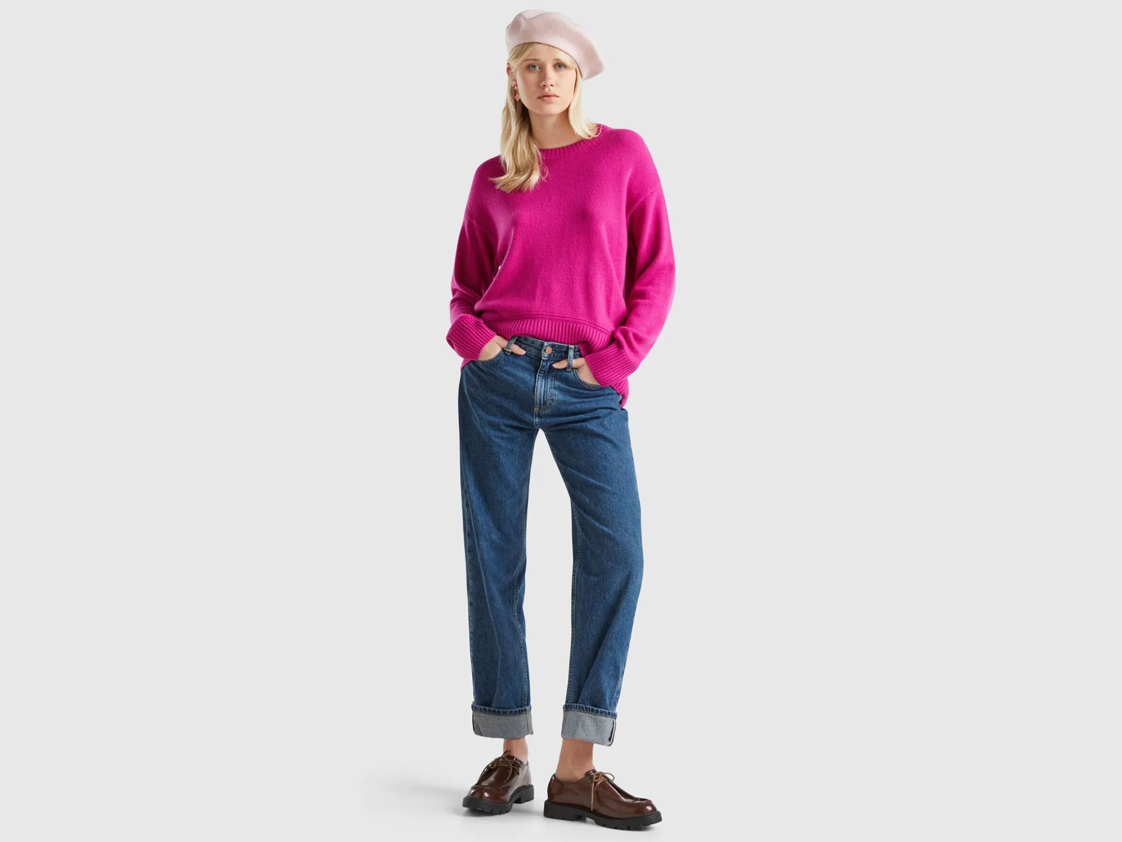 Boxy fit sweater in wool blend