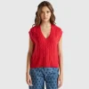 Boxy fit vest with cable knit and perforations