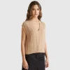 Boxy fit vest with cable knit and perforations