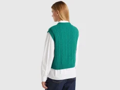 Boxy fit vest with cable knit and perforations