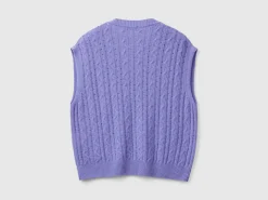 Boxy fit vest with cable knit and perforations