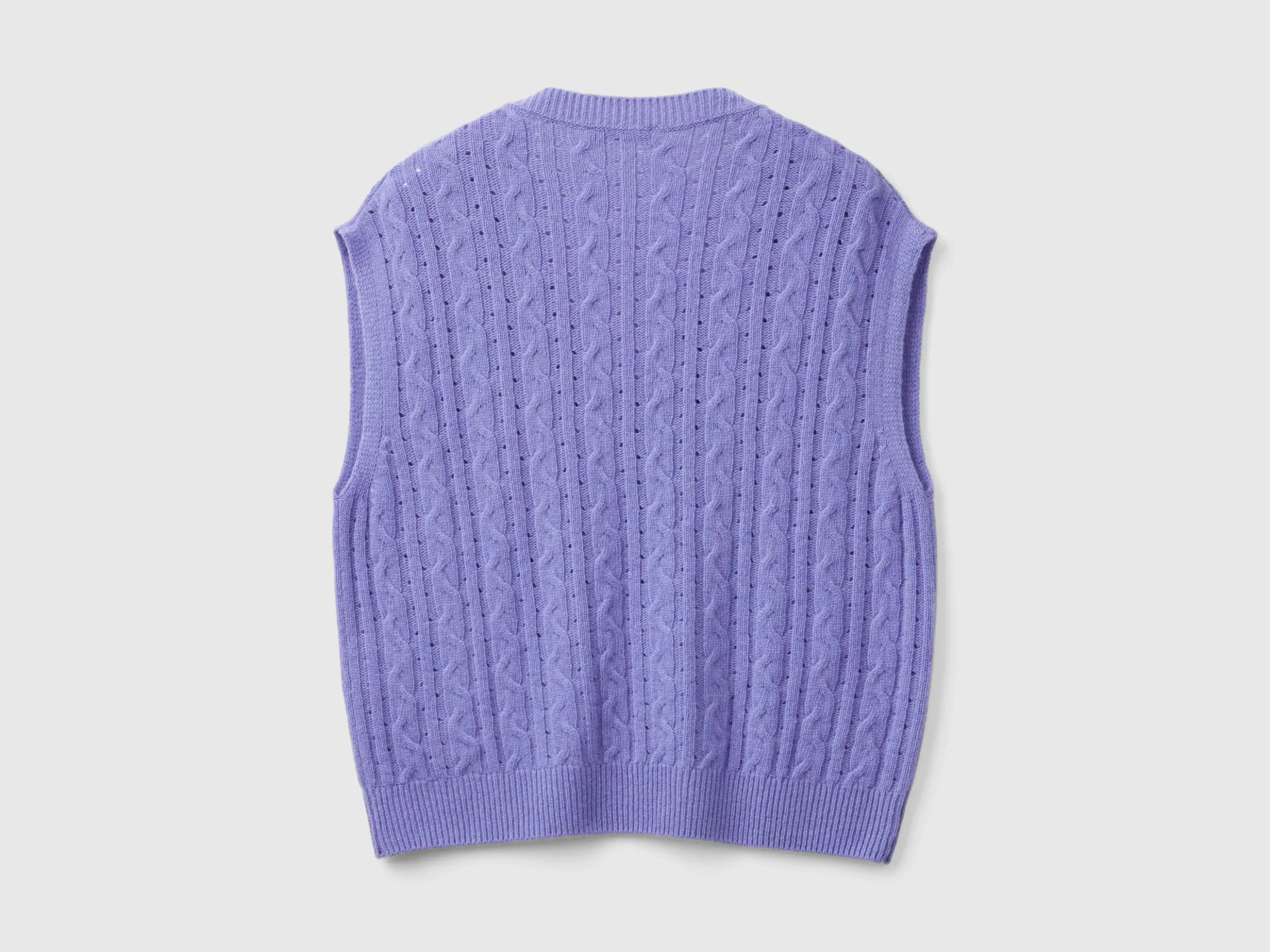 Boxy fit vest with cable knit and perforations