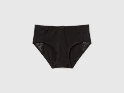 Boyshort underwear with lace inserts