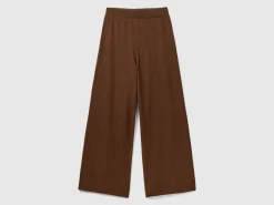 Brick red wide leg trousers in cashmere and wool blend