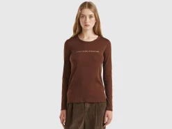 Brown long sleeve t-shirt in 100% cotton