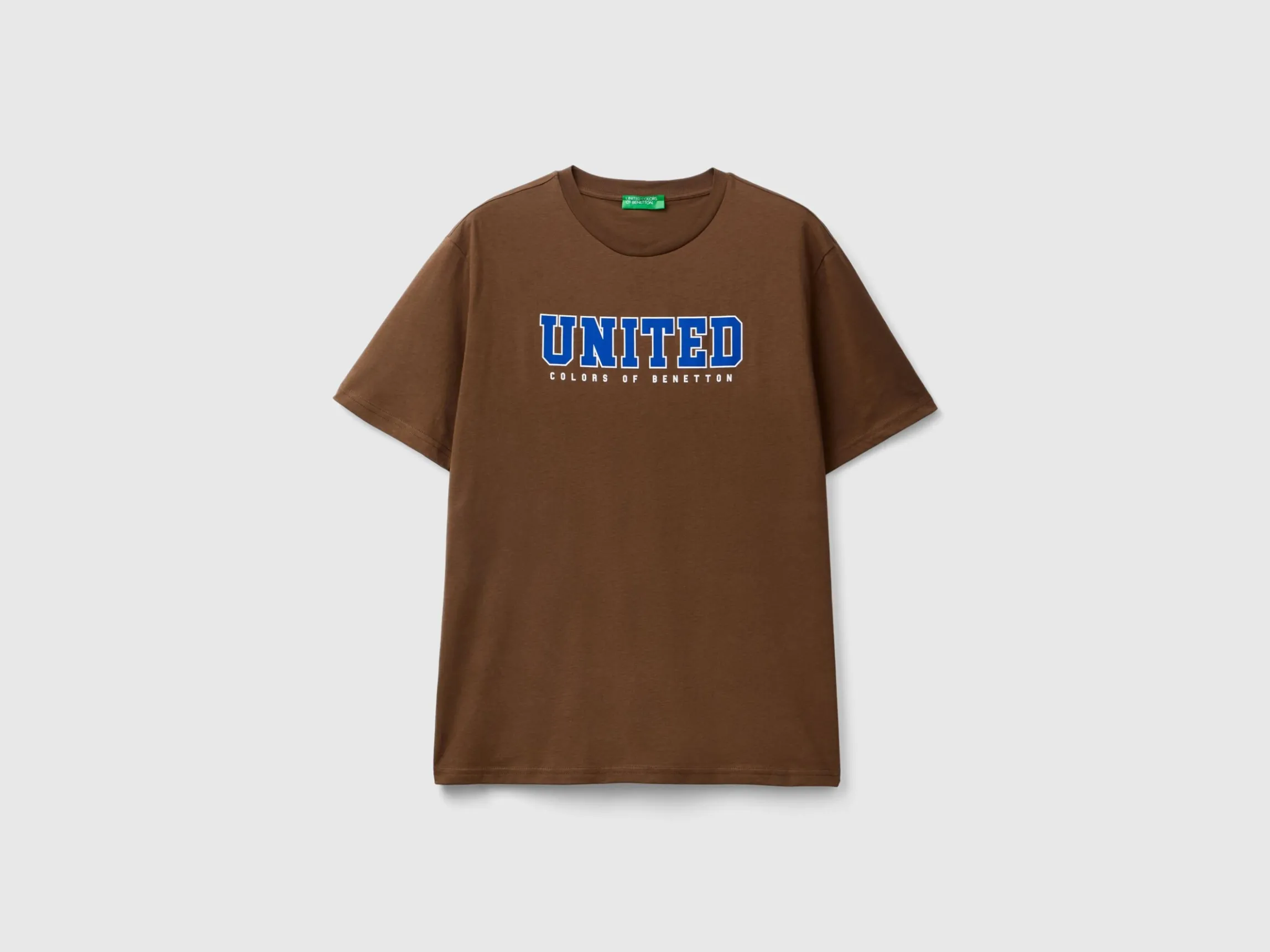 Brown organic cotton t-shirt with white logo