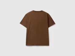 Brown organic cotton t-shirt with white logo