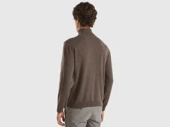 Brown turtleneck in pure Merino wool