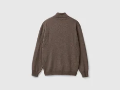 Brown turtleneck in pure Merino wool