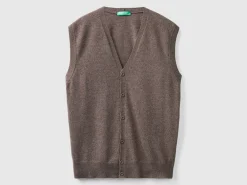 Brown vest in pure Merino wool