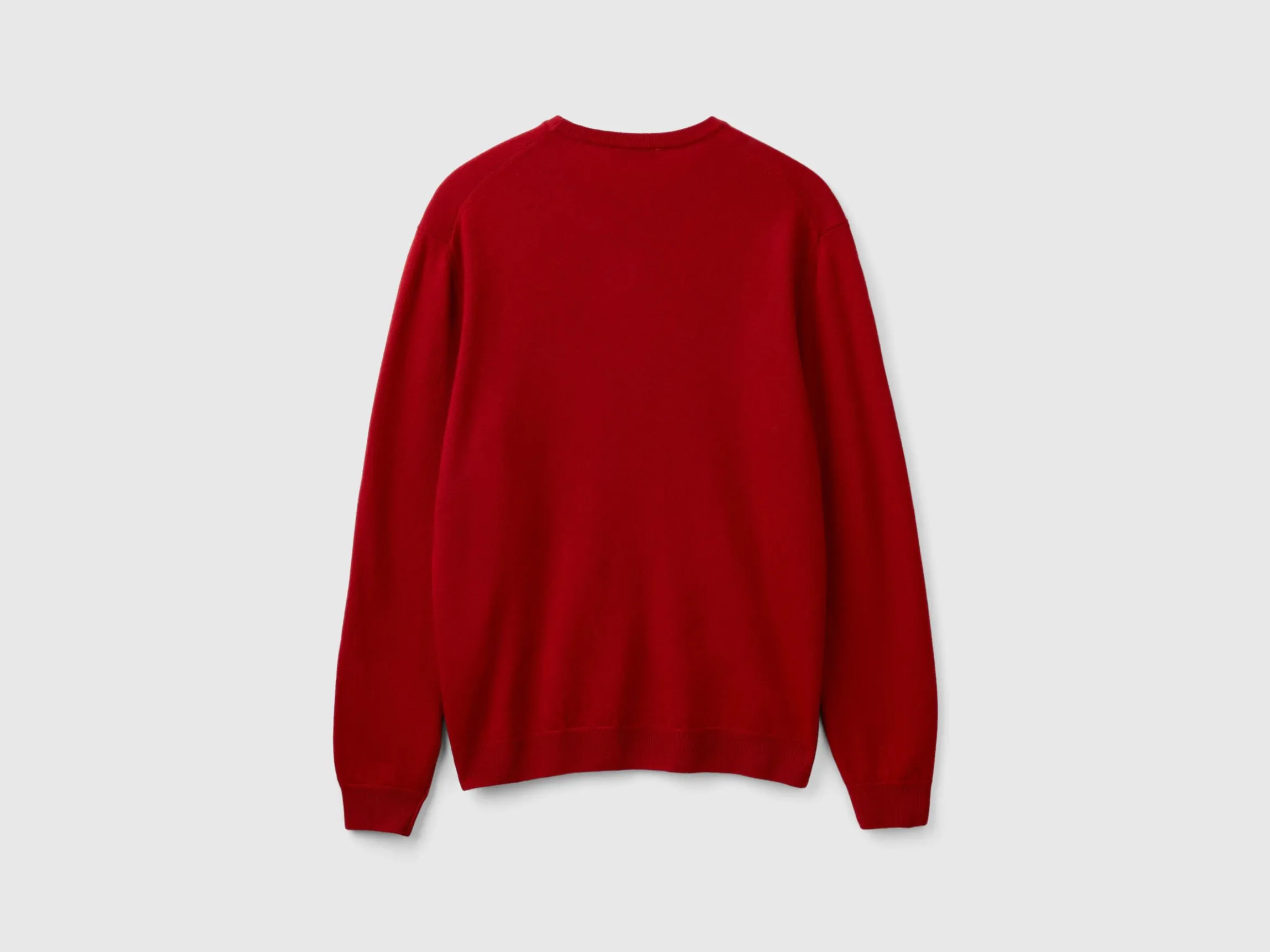 Burgundy crew neck sweater in pure Merino wool