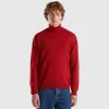 Burgundy turtleneck in pure Merino wool