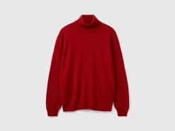 Burgundy turtleneck in pure Merino wool