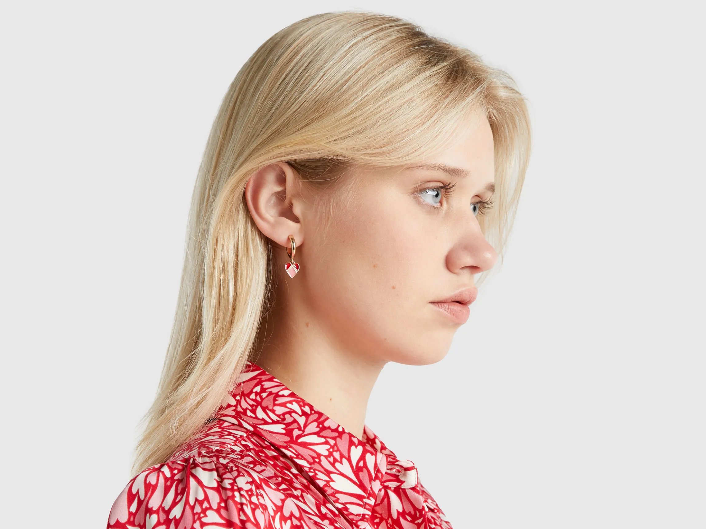 C hoop earrings with heart