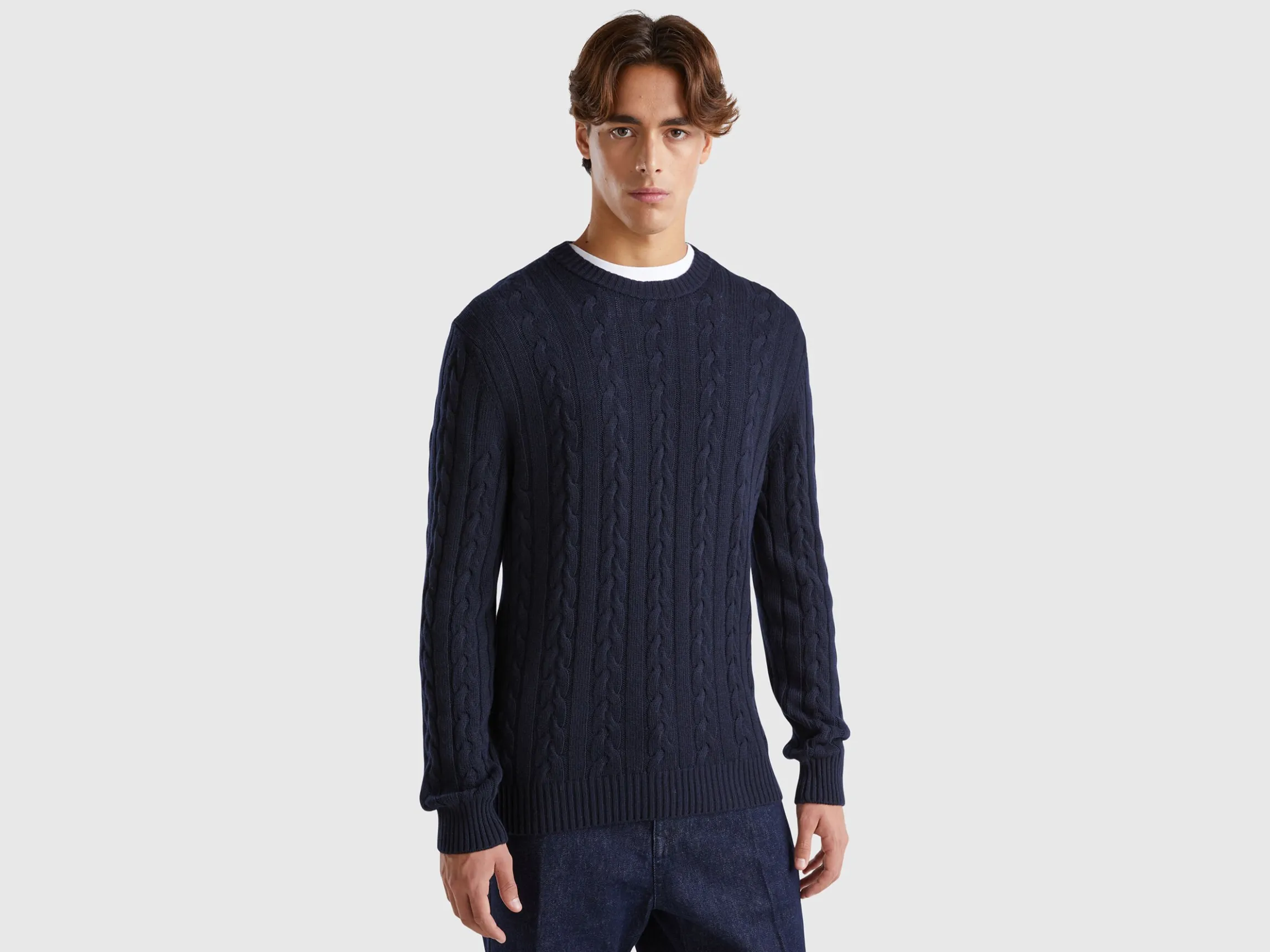 Cable knit sweater in cashmere blend