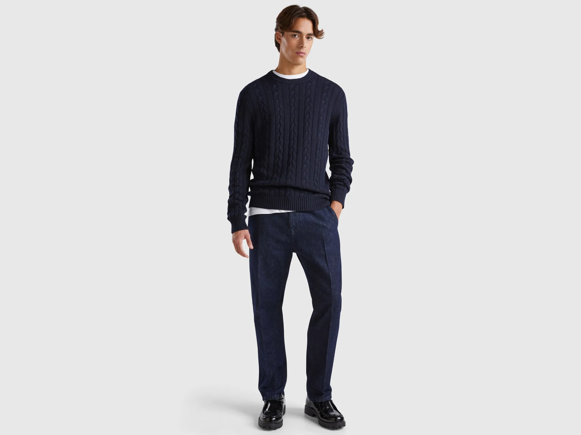 Cable knit sweater in cashmere blend